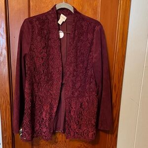 Chico's Lace Front Open Blazer Jacket - Burgundy. Chico’s Size 2